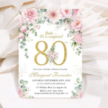 Verjaardagsverrassing 80 Gouden Glitter Roze Bloem