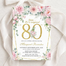 Verjaardagsverrassing 80 Roze Goud Bloemen