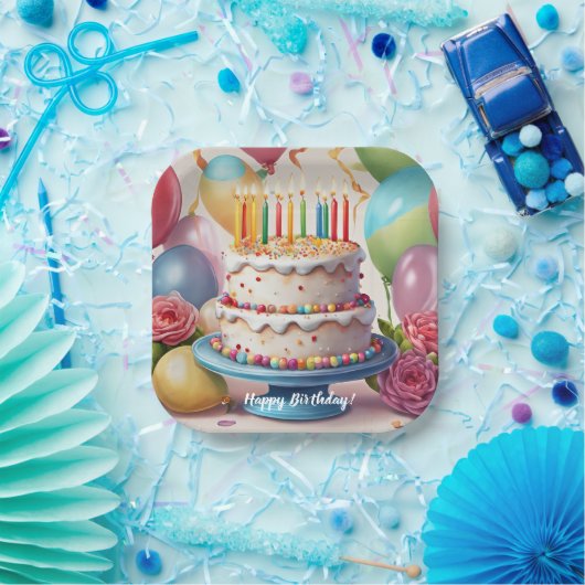 Verjaardagsviering 7-inch papieren Borden Papieren Bordje (Feest)