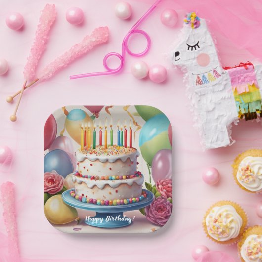 Verjaardagsviering 7-inch papieren Borden Papieren Bordje (Feest)