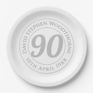 Verjaardagsviering 90e verjaardag papieren bordje
