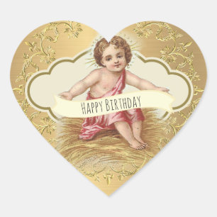 Verjaardagsviering Baby Jezus Hart Sticker