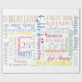 Verjaardagsviering! Fontografie Aangepaste NAAM Cadeaupapier (Vlak)