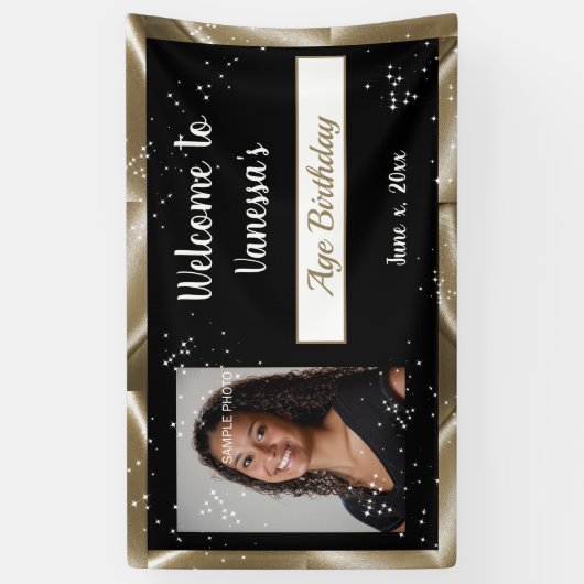 Verjaardagsviering Gouden Satijn, Sparkles Spandoek (Verticaal)