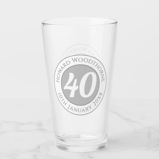 Verjaardagsviering met naam, leeftijd en geboorted glas (Voorkant)