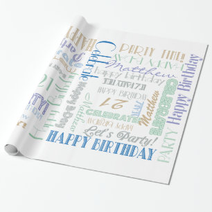 Verjaardagsviering! Subtiele klantnaam en leeftijd Cadeaupapier