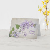 Verjaardagsvlinder op Lila Kaart (Gele Bloem)
