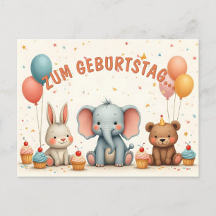 Verjaardagsvreugde met dierlijke vrienden feestdagenkaart