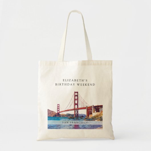 Verjaardagsweekend met aquarel van San Francisco Tote Bag (Voorkant)