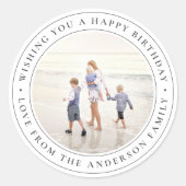 Verjaardagswens aangepaste foto klassieke ronde st ronde sticker (Voorkant)