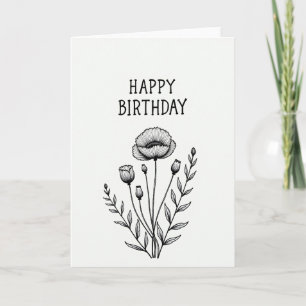Verjaardagswens bloemillustratiekaart kaart