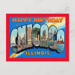 VERJAARDAGSWENS UIT CHICAGO VINTAGEAnsichtkaart Briefkaart