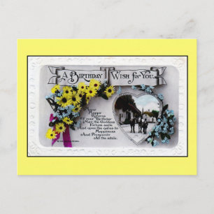 verjaardagswens voor jou, bloemen, dorp briefkaart
