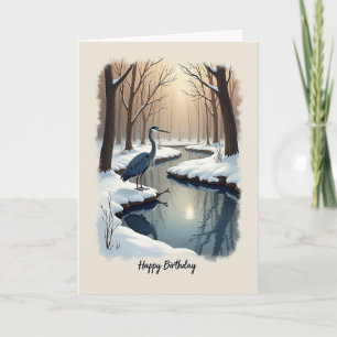 Verjaardagswens Winter Vogel Kaart