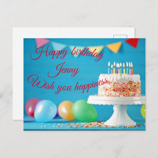 verjaardagswensen briefkaart (Voorkant / Achterkant)