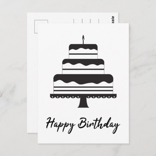 Verjaardagswensen | Drie Lagen Taart Briefkaart (Voorkant / Achterkant)