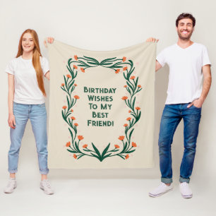 Verjaardagswensen Elegant Bloemen Lijst Fleece Deken