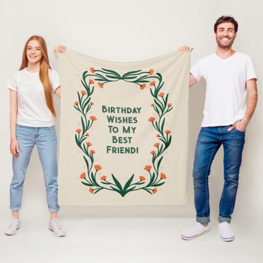 Verjaardagswensen Elegant Bloemen Lijst Fleece Deken (In situ)