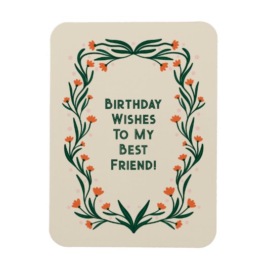 Verjaardagswensen Elegant Bloemen Lijst Magneet (Verticaal)