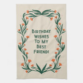 Verjaardagswensen Elegant Bloemen Lijst Theedoek (Verticaal)