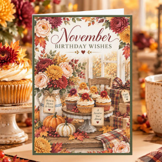Verjaardagswensen in november Herfstcupcakes Verja Kaart