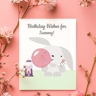 Verjaardagswensen met Bunny Bubble Gum Kaart