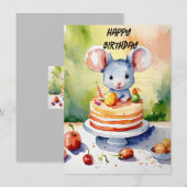 Verjaardagswensen met kaart van kleine muis (Voorkant / Achterkant)