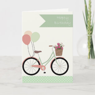 Verjaardagswensen met oude fiets kaart