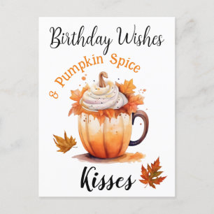 Verjaardagswensen & Pompoengeur Kusjes  Briefkaart