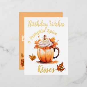 Verjaardagswensen & Pumpkin Spice Wishes Folie Feestdagen Briefkaart