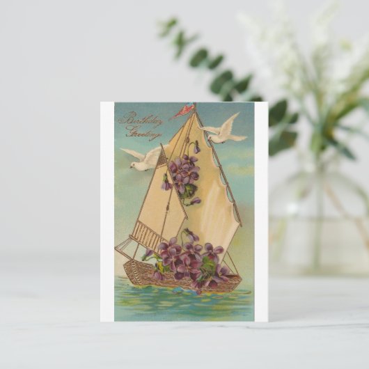 Verjaardagswensen uit het verleden briefkaart (Staand voorkant)