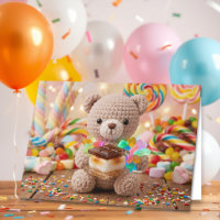 Verjaardagswensen van gehaakte teddybeer Kleur me