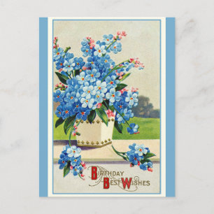 Verjaardagswensen Vintage Retro Bloemen Briefkaart