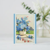Verjaardagswensen Vintage Retro Bloemen Briefkaart (Staand voorkant)