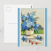 Verjaardagswensen Vintage Retro Bloemen Briefkaart (Voorkant / Achterkant)