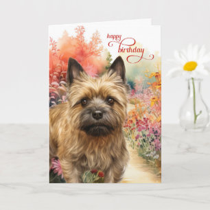 Verjaardagswensen voor Cairn Terrier-hond Tuinpad Kaart