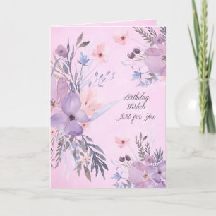 Verjaardagswensen voor jou Waterverf Flowers Kaart