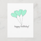 Verjaardagswensen - Zoete Teal Hartvormige Ballonn Briefkaart (Voorkant)