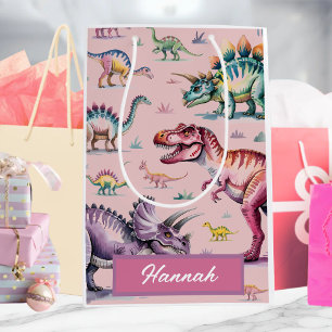 Verjaardagszak met op maat gemaakte dinosaurus voo medium cadeauzakje
