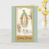 Verjaardagszegeningen Gezegende Maagd Maria Gebed Kaart (Gele Bloem)