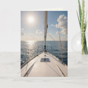 Verjaardagszeilboot op kalm oceaanwater kaart