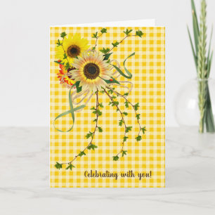 verjaardagszonnebloem en ivy bouquet kaart