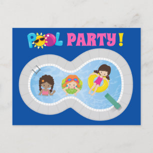 Verjaardagszwembadfeest Uitnodiging voor Schattige