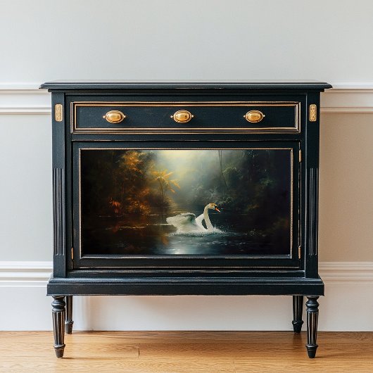 Verjonging Een Zwaan In Het Water Decoupage Papier Inpakpapier Vel