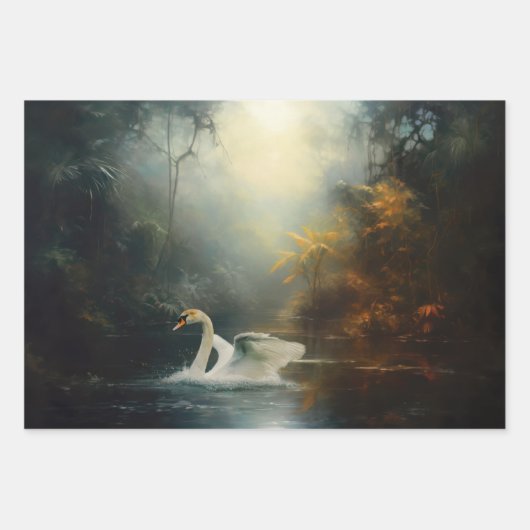 Verjonging Een Zwaan In Het Water Decoupage Papier Inpakpapier Vel (Voorkant 2)