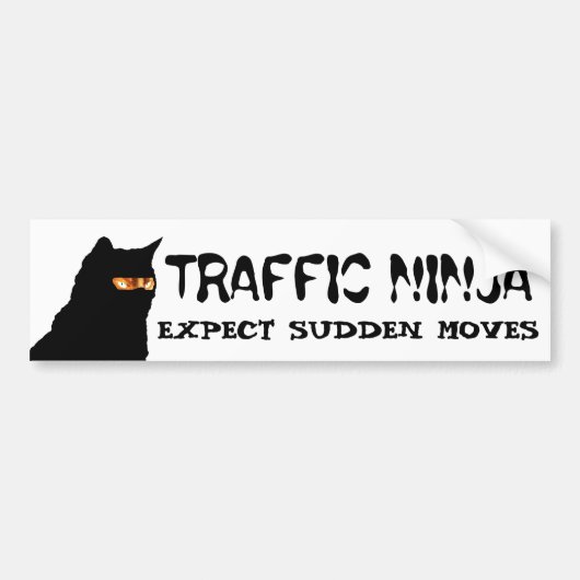 Verkeer Ninja Cat verwacht plotselinge bewegingen Bumpersticker (Voorkant)