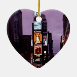 Verkeer op Times Square in New York 's nachts Keramisch Ornament