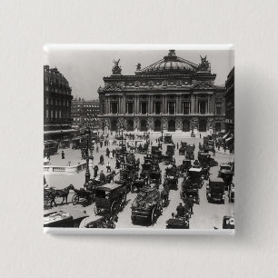 Verkeer voor het Opera House van Parijs Vierkante Button 5,1 Cm