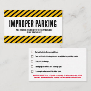 Verkeerd parkeren klachtenkaart visitekaartje
