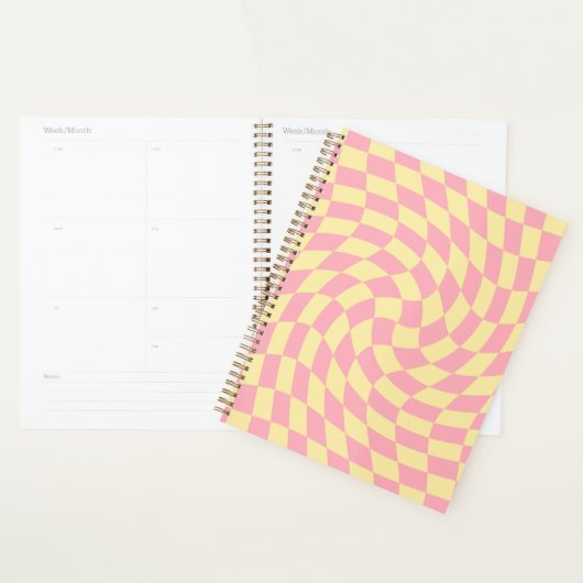 Verkeerde Check Retro Checkerboard Roze Peach Patr Planner (Display)